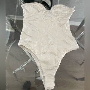 Zara Off-White Strapless Bodysuit